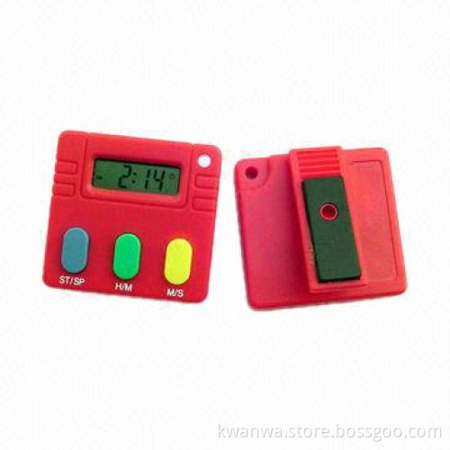 Countdown timer with magnet and support, operated by batteries